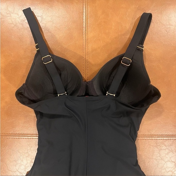SPANX Black Let's Go Slimming Riveting Ruched One Piece Swimsuit Size 10 B/C - Picture 9 of 12